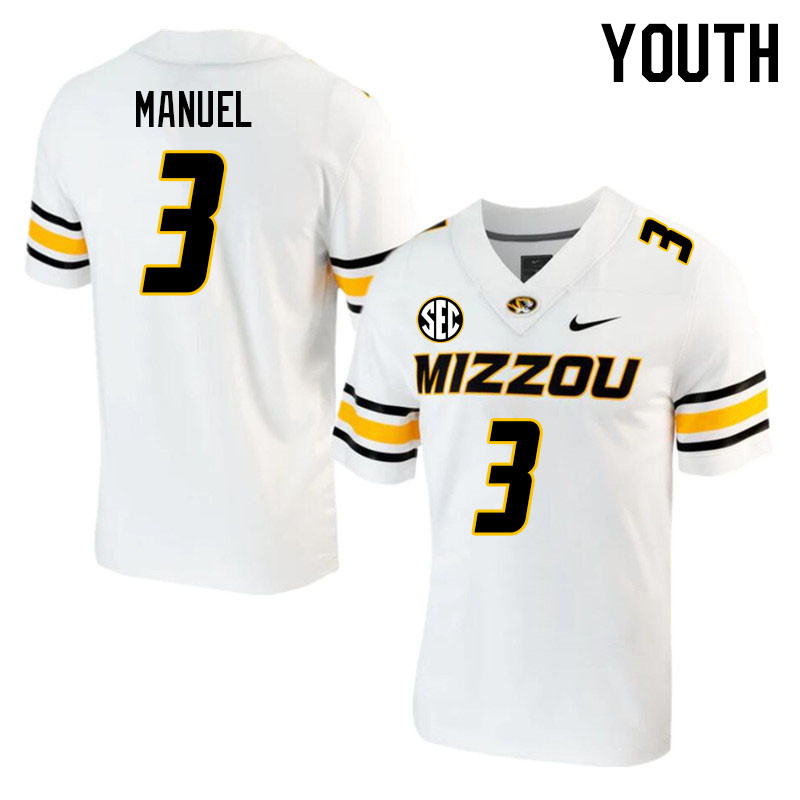 Youth #3 Martez Manuel Missouri Tigers College 2023 Football Stitched Jerseys Sale-White - Click Image to Close